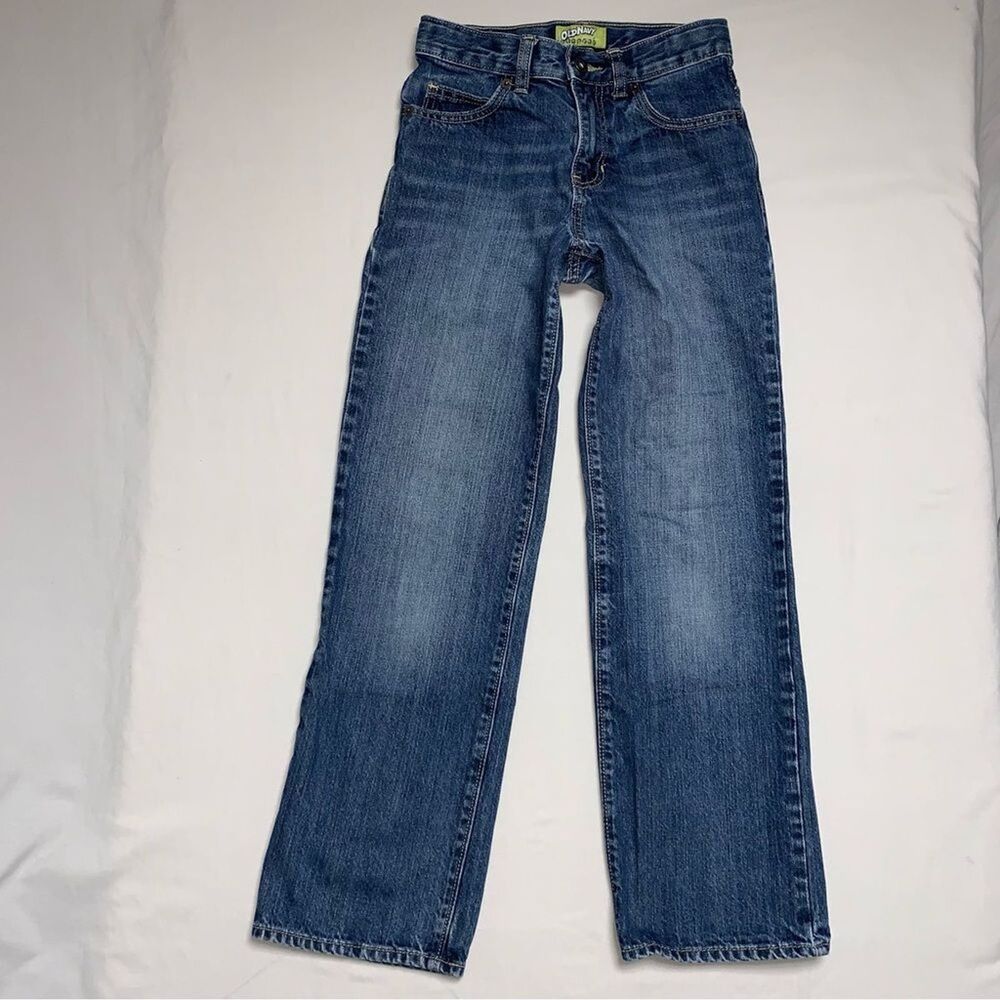 Old Navy Jeans Boys 12 Slim Straight Blue Denim Medium Wash Faded Whisker Preppy